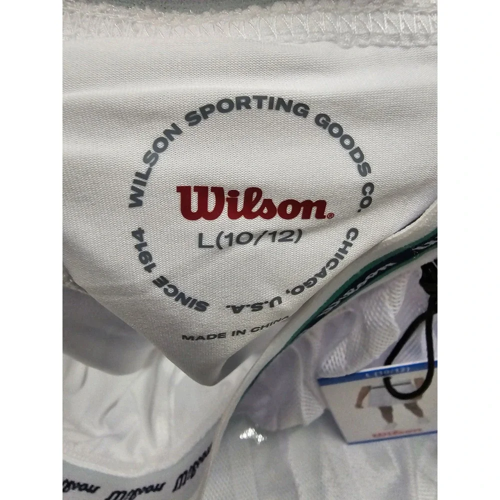 Wilson Girls Mesh Pleated Tennis Skort White Polyester Blend Athletic Size Large